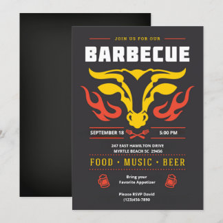 Chalkboard BBQ Grill  Cookout  Summer  Party Invitation