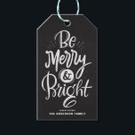 Chalkboard Be Merry and Bright Lettering Christmas Gift Tags<br><div class="desc">Be merry and bright. Customizable holiday gift tag featuring hand-lettered script with a faux chalkboard background. Personalize by adding names and messages. This rustic modern calligraphy Christmas gift tag is available in a variety of backgrounds.</div>