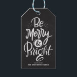 Chalkboard Be Merry and Bright Lettering Christmas Gift Tags<br><div class="desc">Be merry and bright. Customizable holiday gift tag featuring hand-lettered script with a faux chalkboard background. Personalize by adding names and messages. This rustic modern calligraphy Christmas gift tag is available in a variety of backgrounds.</div>