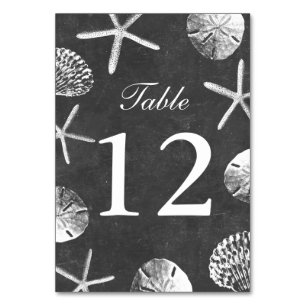 Chalkboard Beach Theme Seashells Table Numbers