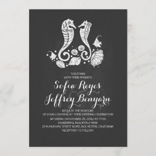 Chalkboard beach wedding invitation