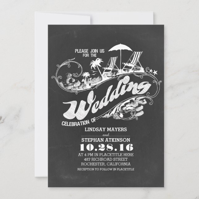 chalkboard beach wedding invitations (Front)