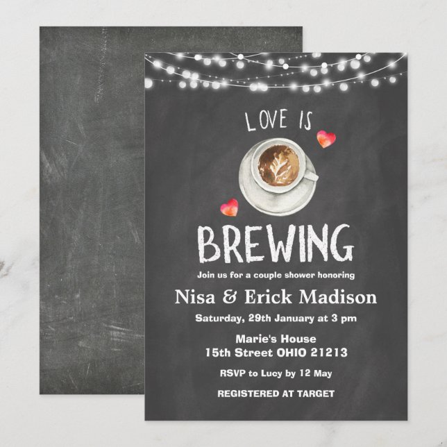 Chalkboard Beer Bridal Shower Love is Brewing  Invitation (Front/Back)