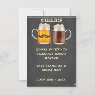 Chalkboard Beer Cups Bachelor Party Invitation