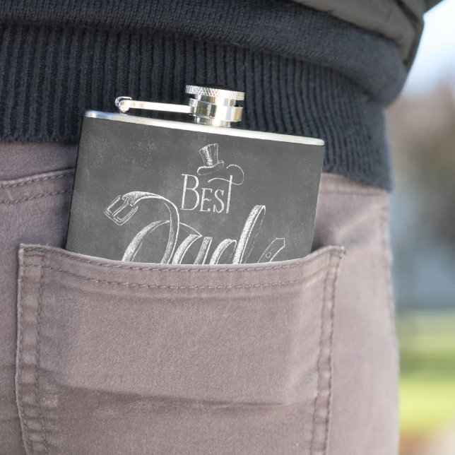 Chalkboard Best Dad Ever Father's Day Personalized Hip Flask (In Situ)