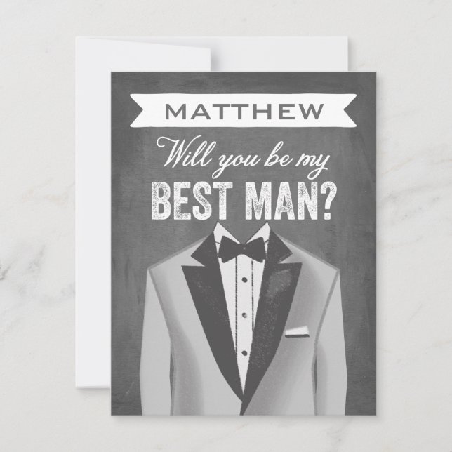 Chalkboard Best Man | Groomsman Invitation (Front)