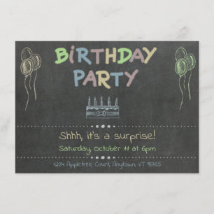 Chalkboard Birthday Party Surprise Enclosure Card