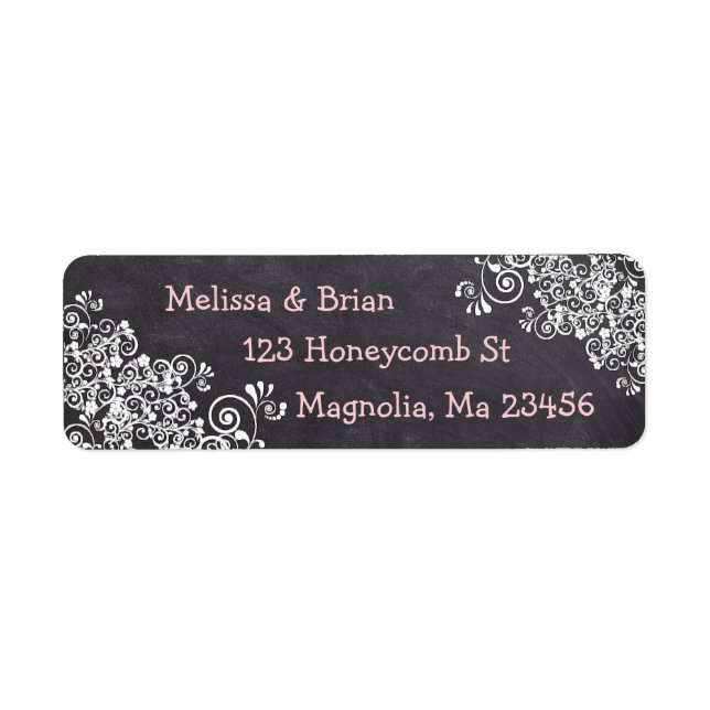 Chalkboard Black and Pink Heart Return Address (Front)