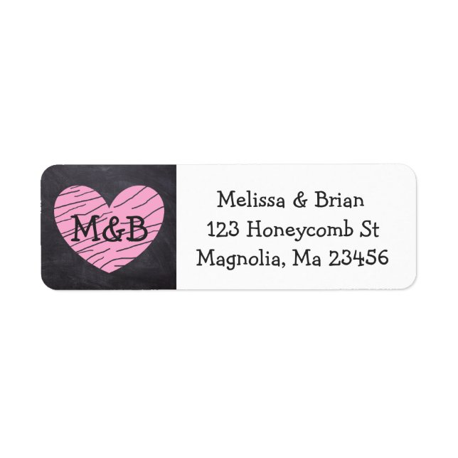 Chalkboard Black and Pink Heart Return Address (Front)