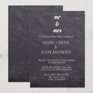 Chalkboard Black and White Mr & Mrs Wedding Invitation
