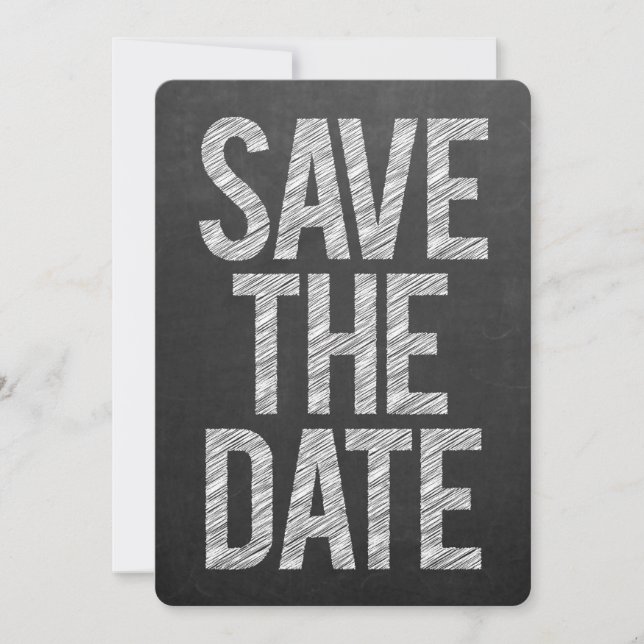 Chalkboard Black Board Save the Date Typography (Front)