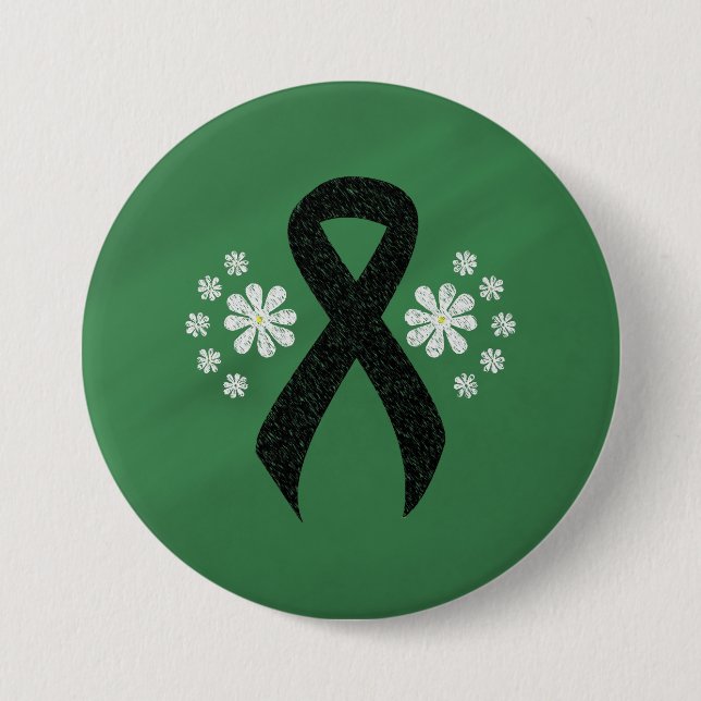 Chalkboard Black Ribbon 3 Inch Round Button (Front)