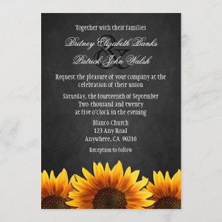 Chalkboard Black Sunflower Wedding Invitations