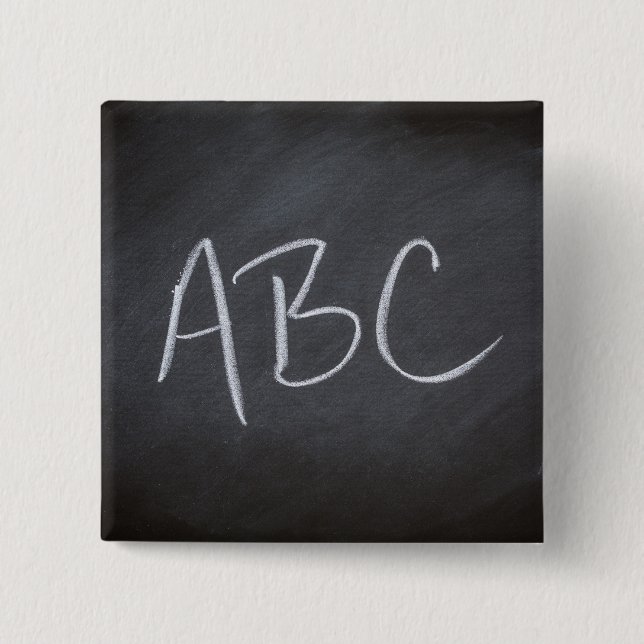 Chalkboard Blackboard Background ABC Retro Style 2 Inch Square Button (Front)