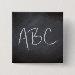 Chalkboard Blackboard Background ABC Retro Style 2 Inch Square Button