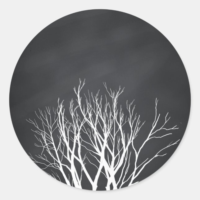 Chalkboard Blackboard Blank Tree Customize Classic Round Sticker (Front)