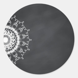 Chalkboard Blackboard Floral Swirl Customize Classic Round Sticker