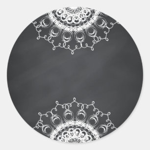 Chalkboard Blackboard Floral Swirl Customize Classic Round Sticker
