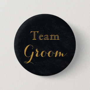 Chalkboard Blackboard Gold Wedding Team Groom 2 Inch Round Button