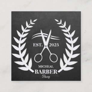Chalkboard Blackboard Simple Scissors Barber Square Business Card