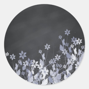 Chalkboard Blank Floral Swirl Customize Text Classic Round Sticker