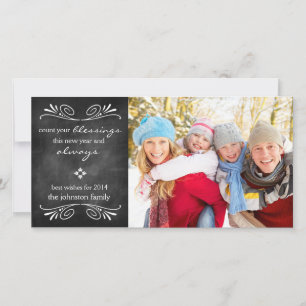 Chalkboard Blessings New Year Photo Card