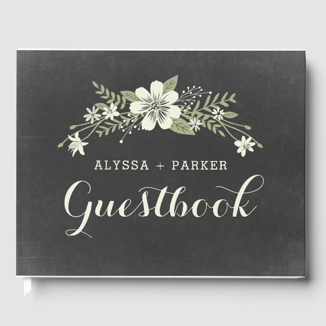 Chalkboard Bloom Mariage livre d'invité (Recto)