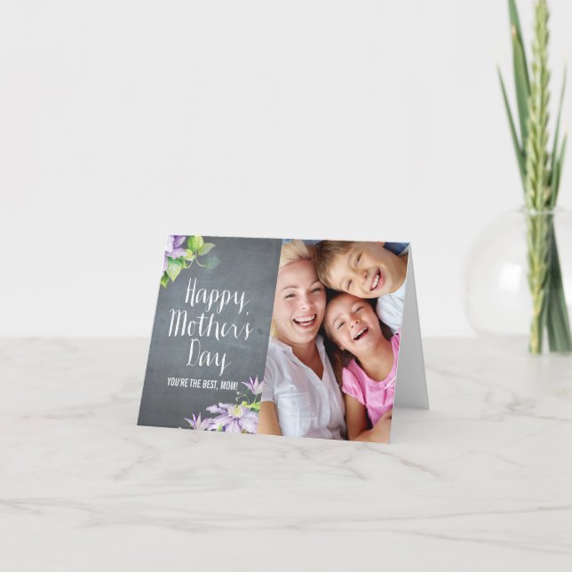 Chalkboard BloomMothers Day Photo Card (Front)