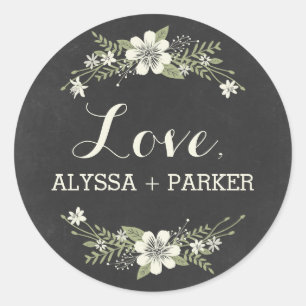 Chalkboard Blooms Favour Sticker