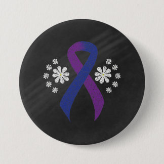 Chalkboard Blue and Purple Ribbon 3 Inch Round Button