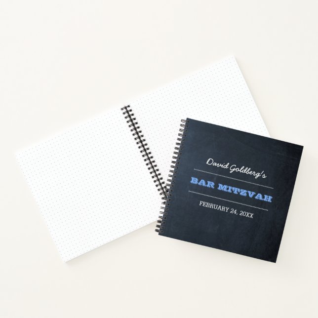 Chalkboard Blue Bar Mitzvah Carnet de livre d'hôte (Intérieur)
