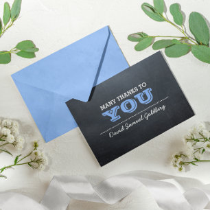 Chalkboard Blue Bar Mitzvah Thank You Note Card