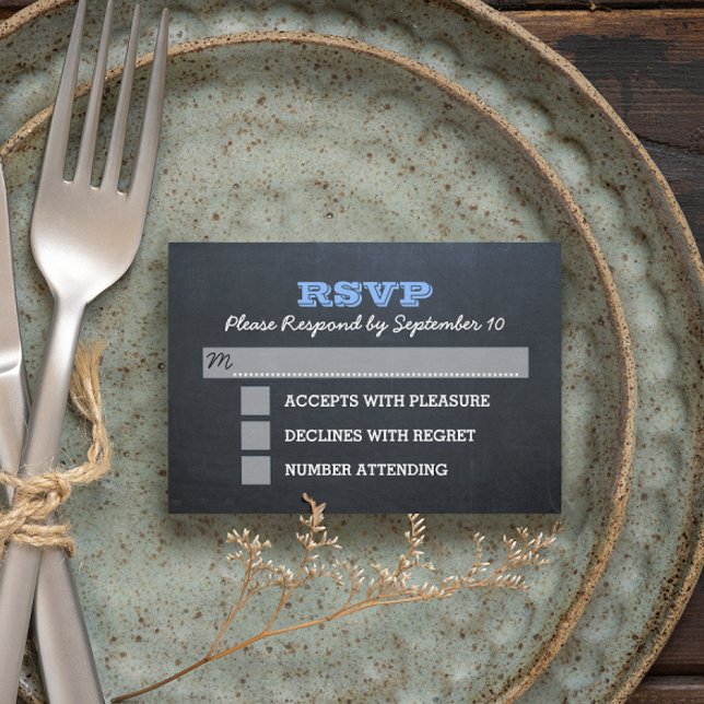 Chalkboard Blue Confirmation RSVP Card (Creator Uploaded)