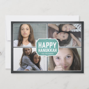 Chalkboard Blue Framed Hanukkah Photo Card