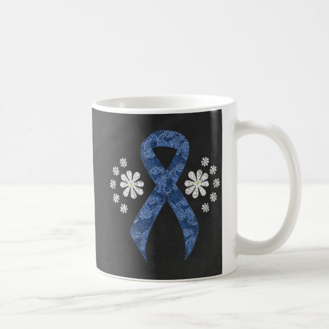 Chalkboard Blue Paisley Ribbon Coffee Mug (Right)