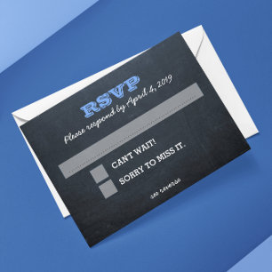 Chalkboard Blue RSVP Card with Guest Message Lines
