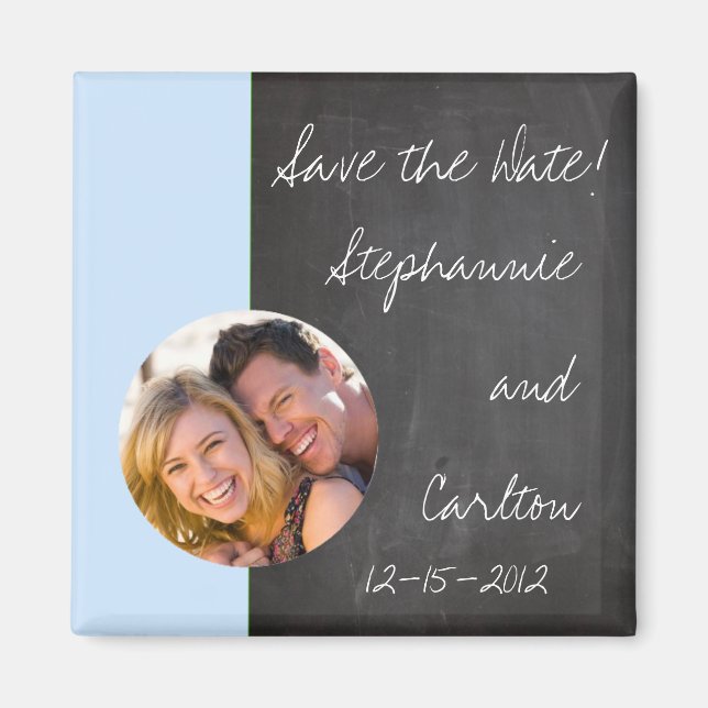Chalkboard Blue Wedding Announcement Magnet (Front)