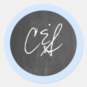 Chalkboard Blue Wedding Envelope Stickers