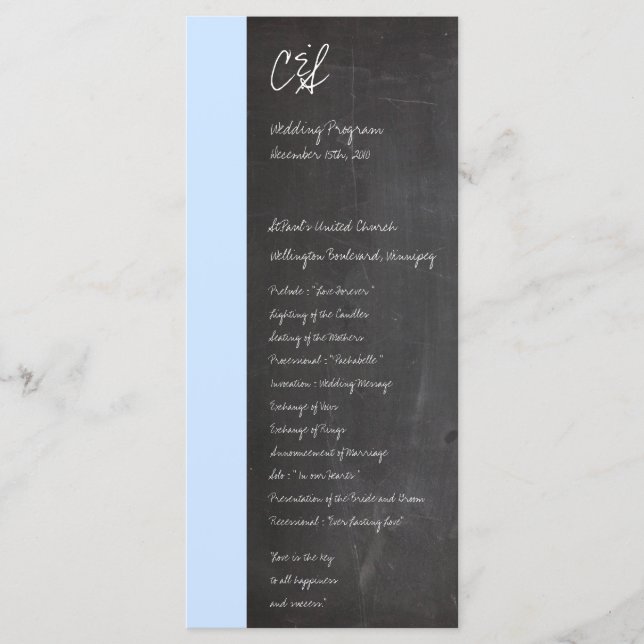 Chalkboard Blue Wedding Programmes (Devant)