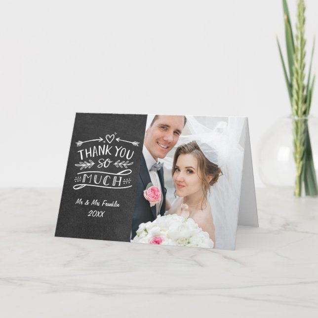 Chalkboard Boho Mariage Photo Merci tellement (Devant)