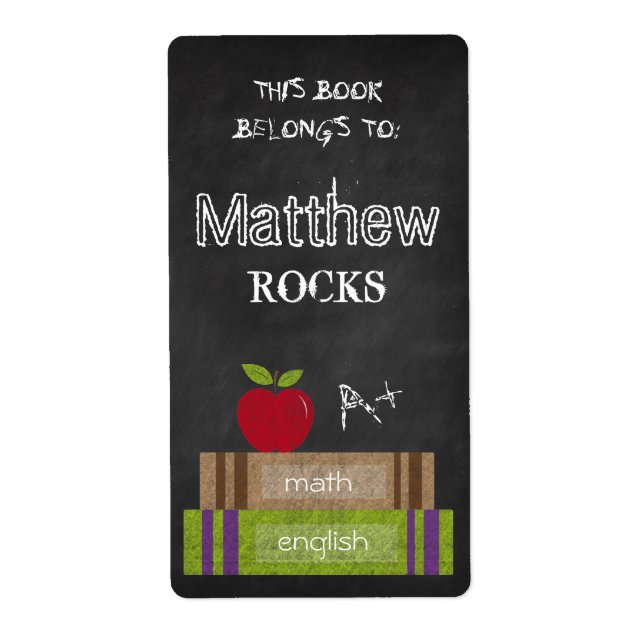 Chalkboard Books This Book Belongs to Apple Label (Front)