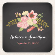 Chalkboard Botanical Flower Paper Coasters