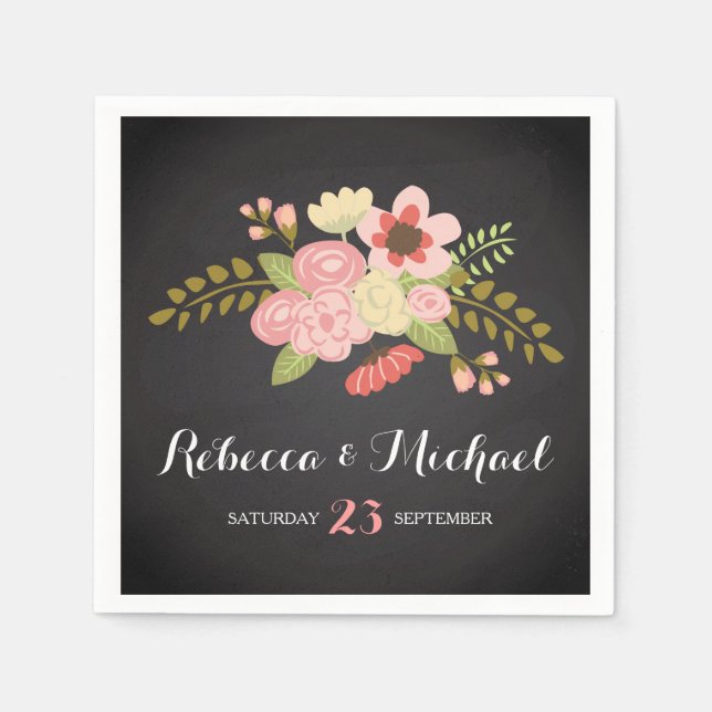 Chalkboard Botanical Napkins (Front)