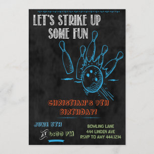 Chalkboard Bowling Party Invitations