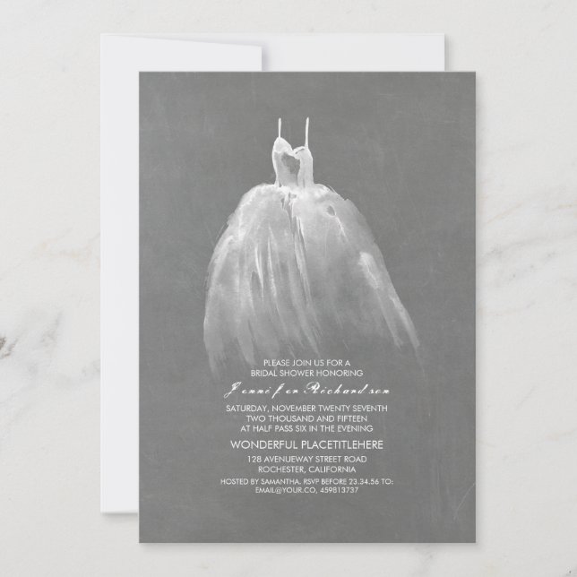 Chalkboard Bridal Shower Elegant Vintage Gown Invitation (Front)