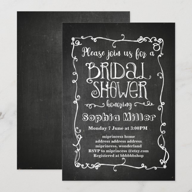 chalkboard bridal shower invitation (Front/Back)