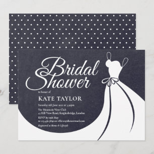 Chalkboard Bridal Shower Pretty Gown Invitation