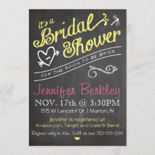 Chalkboard Bridal Wedding Shower Invitation