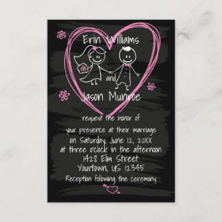 Chalkboard Bride and Groom Wedding Invitation