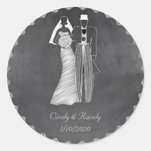 Chalkboard Bride and Groom Wedding Sticker